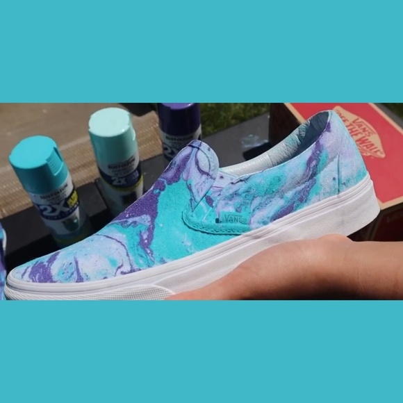 💛 CUSTOM Marble Slip-On Vans 💛 - Picture 5 of 5